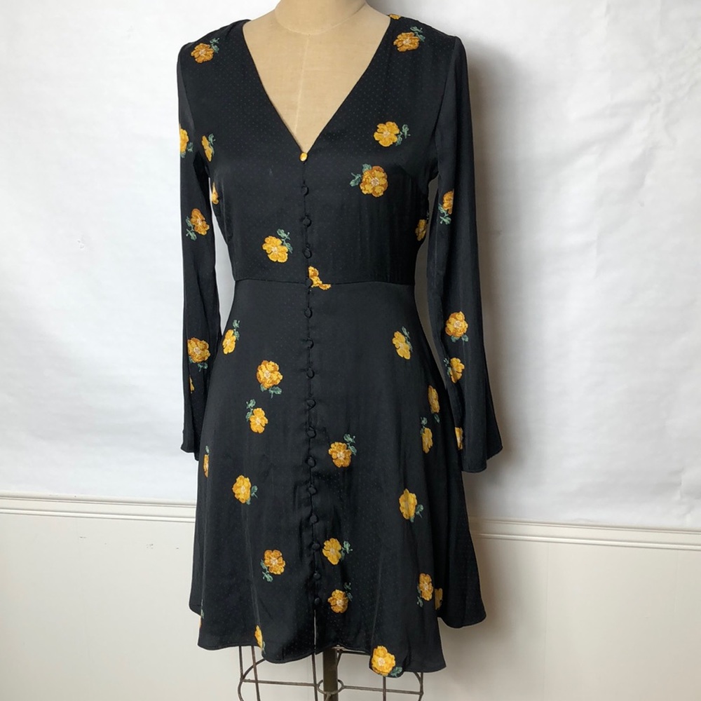 Madewell marigold print button front flared dress